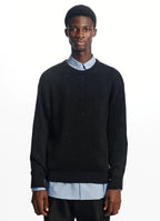 CREW NECK RIB JUMPER -ORGANIC COTTON x WASHI x SILK YARN-[A26A08SW01C]