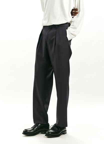 ONE TUCK TAPERED TROUSERS -2/72 ORGANIC WOOL SERGE-[A24C01PT01C]