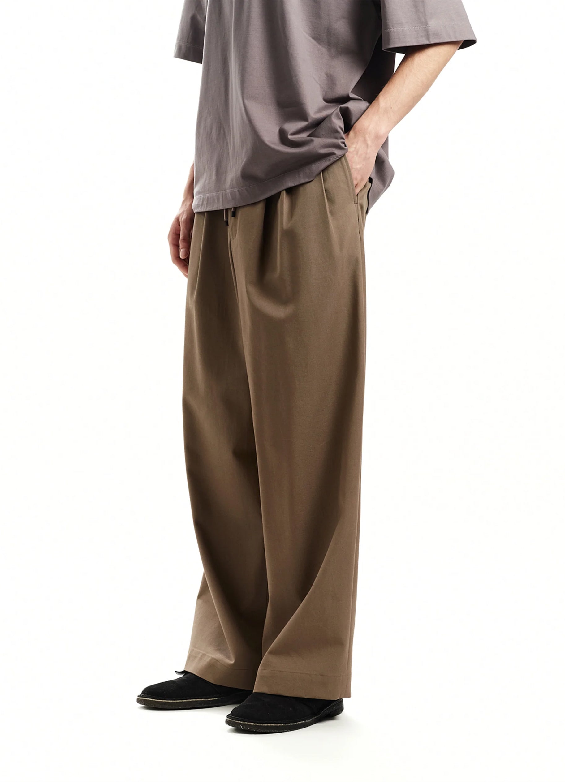 TRIPLE PLEATED EASY TROUSERS -ORGANIC COTTON GABARDINE-[A24C03PT02C]