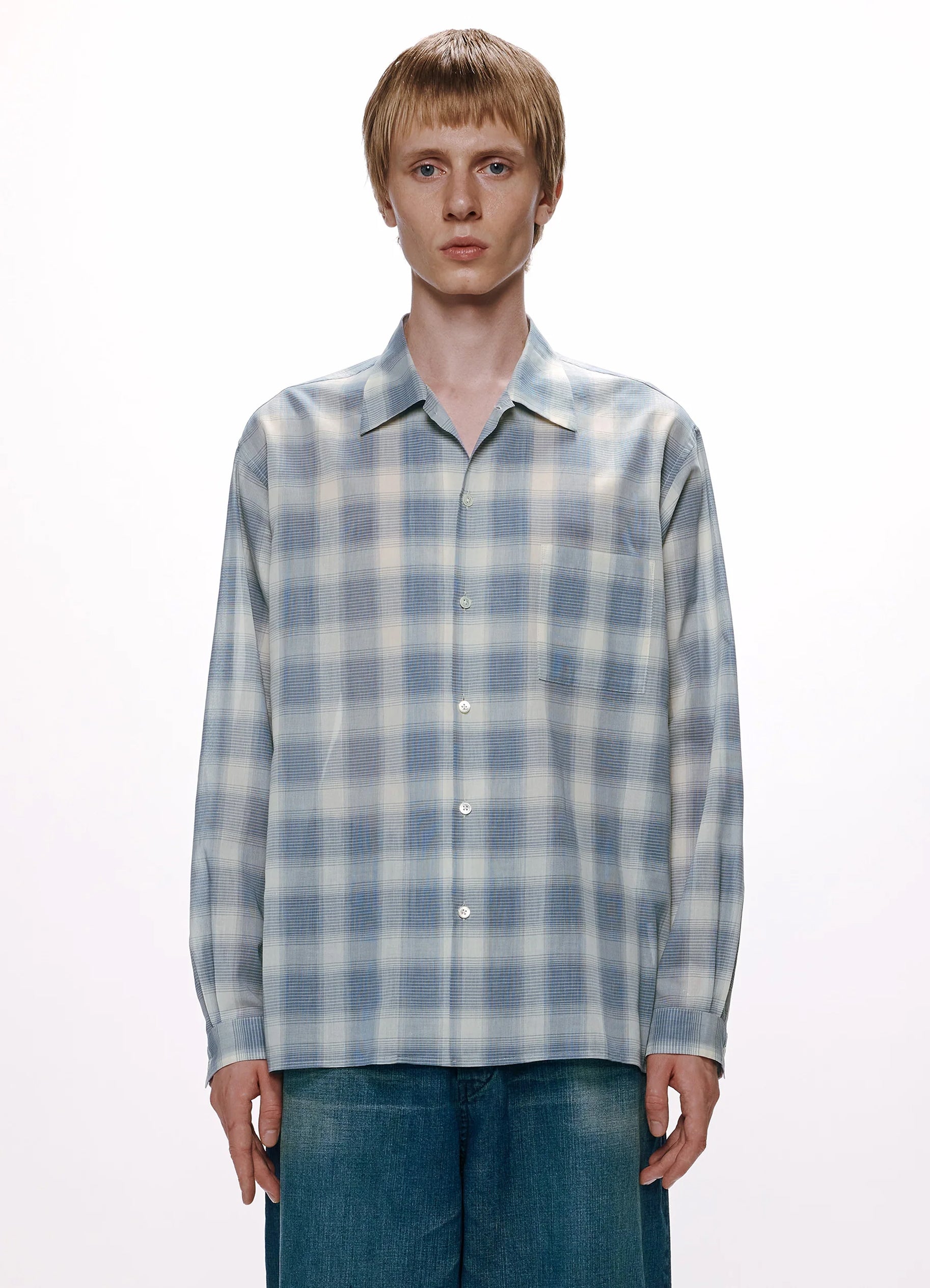 CHECK CHECKERED SHIRT -60/1 ORGANIC COTTON HIGH TWISTED OMBRE-