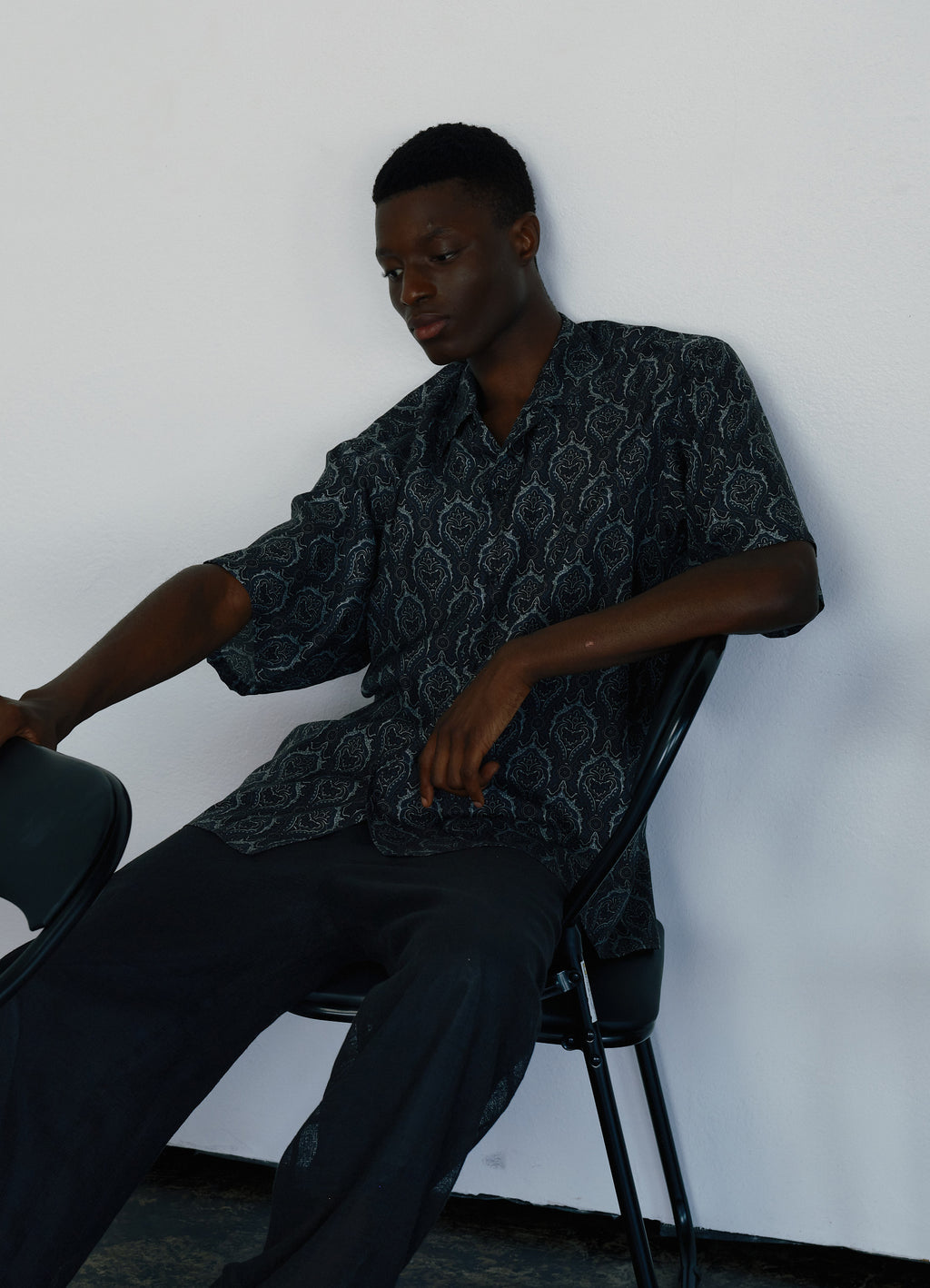SILK OPEN COLLAR SHIRT -HABUTAE SILK-[M25A22SH02B]<SALE>