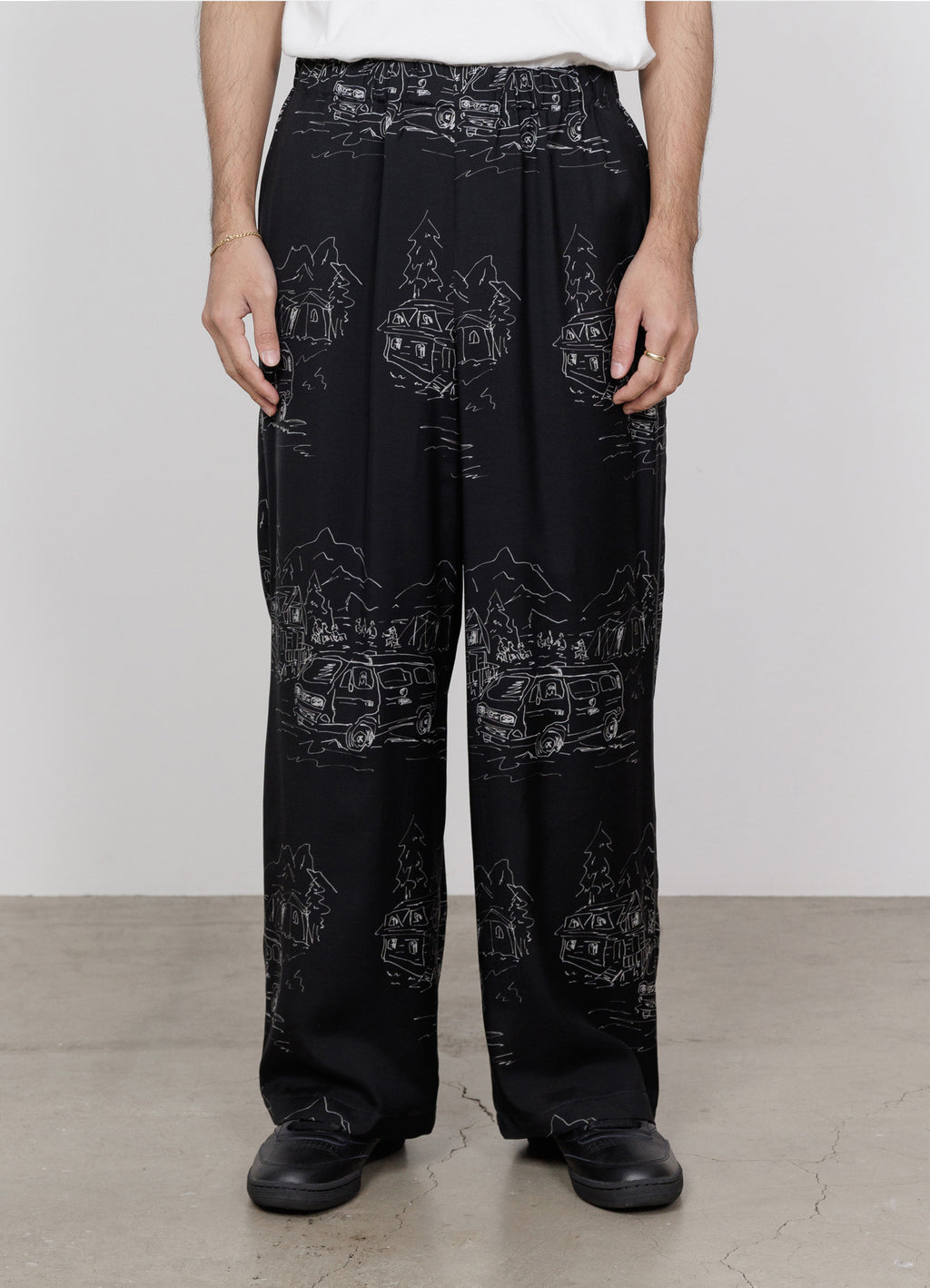 WIDE CYLINDER FIT EASY PANTS -CUPRO SILK LAWN-[M26B07PT01C]