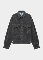 CANADIAN MILITARY WORK JACKET -VELVET-FLOCKED ORGANIC COTTON DENIM-[M26C09BL01C]