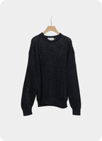CREW NECK RIB JUMPER -ORGANIC COTTON x WASHI x SILK YARN-[A26A08SW01C]