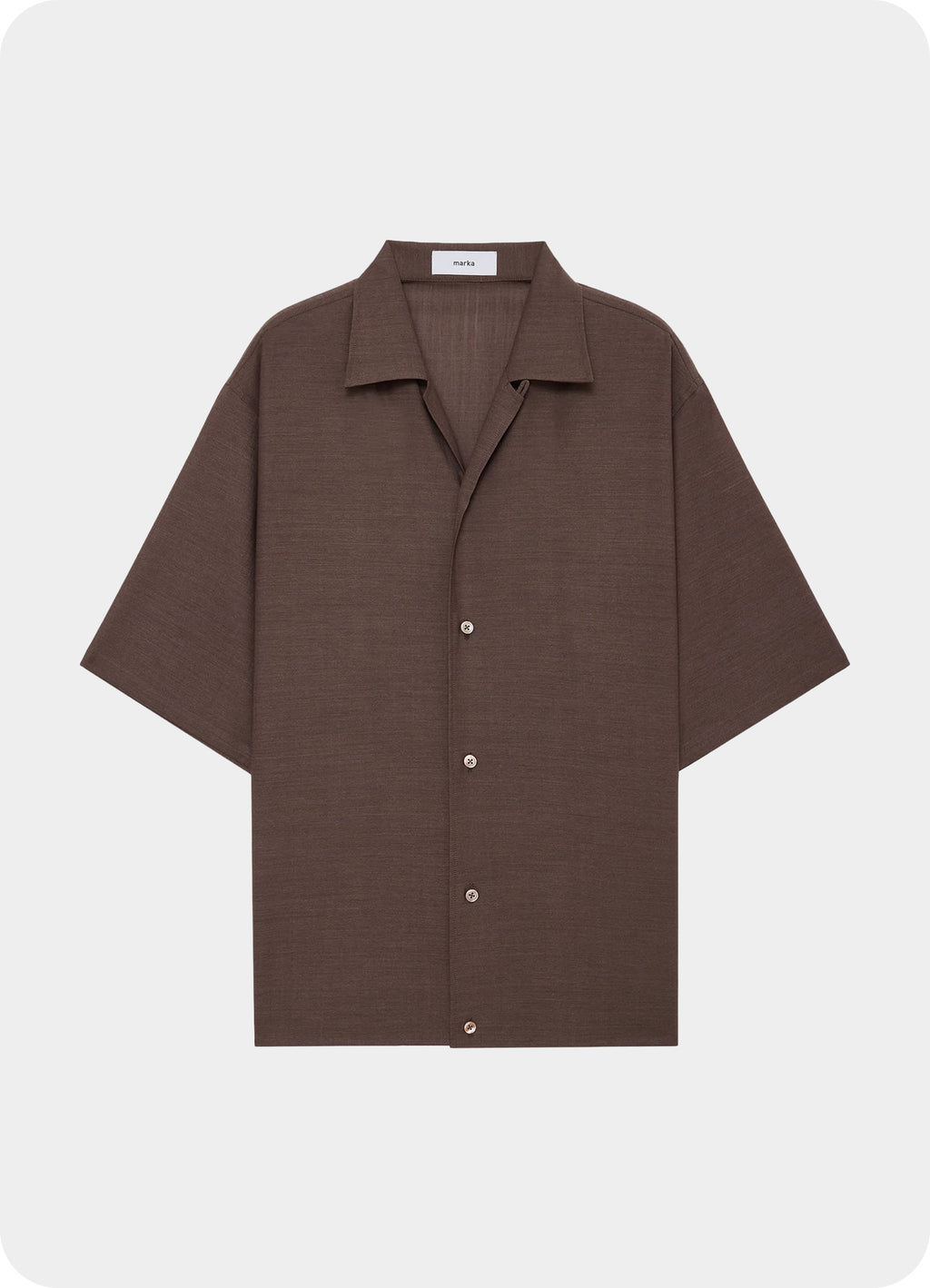 Open Collar S/S Shirt With Hem Tab -Wool High Twist Tropical-[M26B08SH02B]