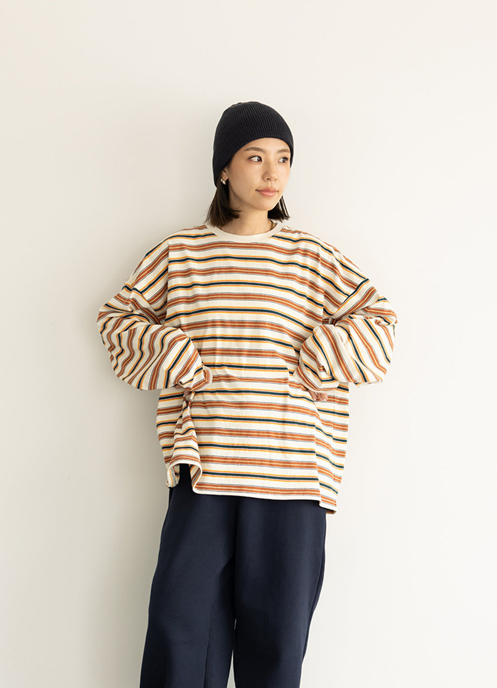 (WOMEN) ボーダーリラックスロンT [A312747]