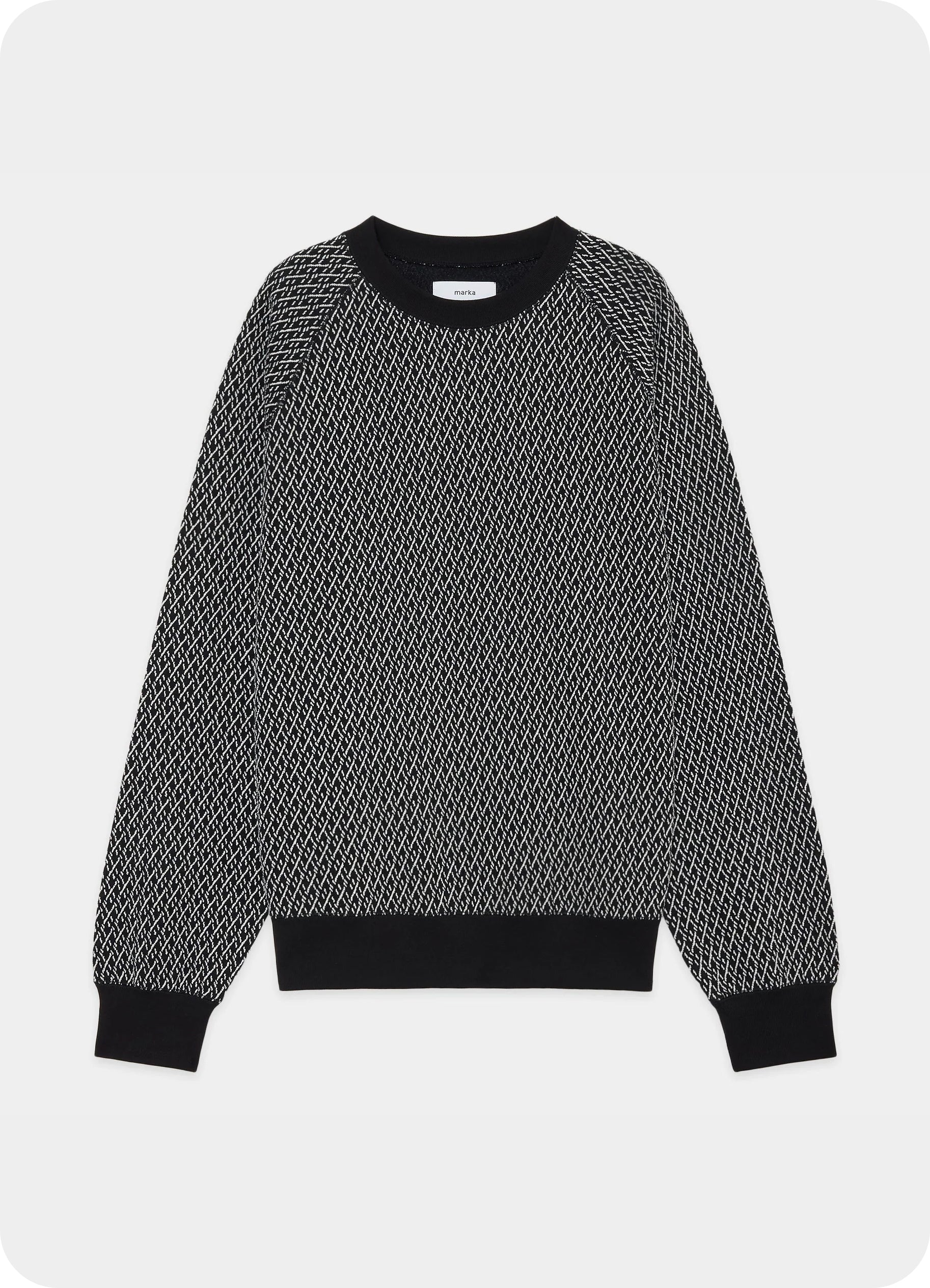 Raglan Crew Neck -Organic Cotton Geometric Jacquard-