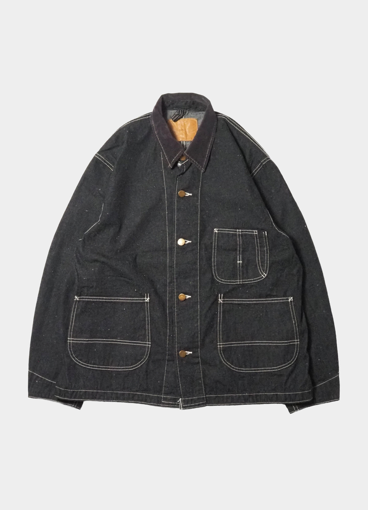 9.5oz ネップDENIMカバーオール(衿コーデュロイ)[RN31393074]