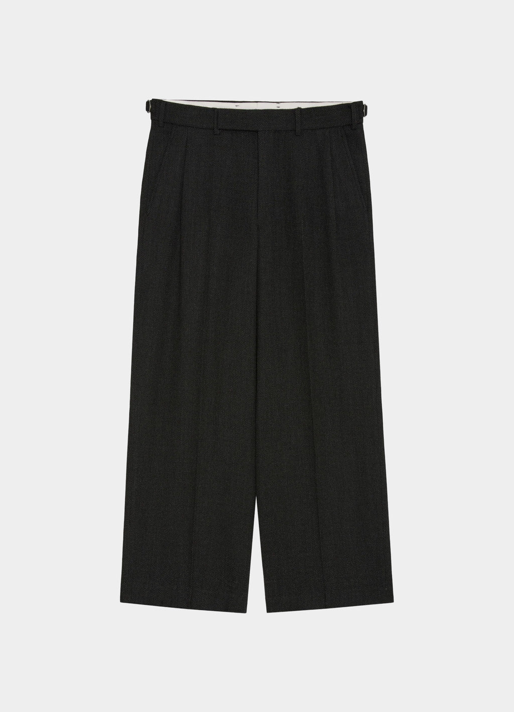 Single Pleat Wide Trousers -Tumbled Wool Serge-[M26C10PT02C]