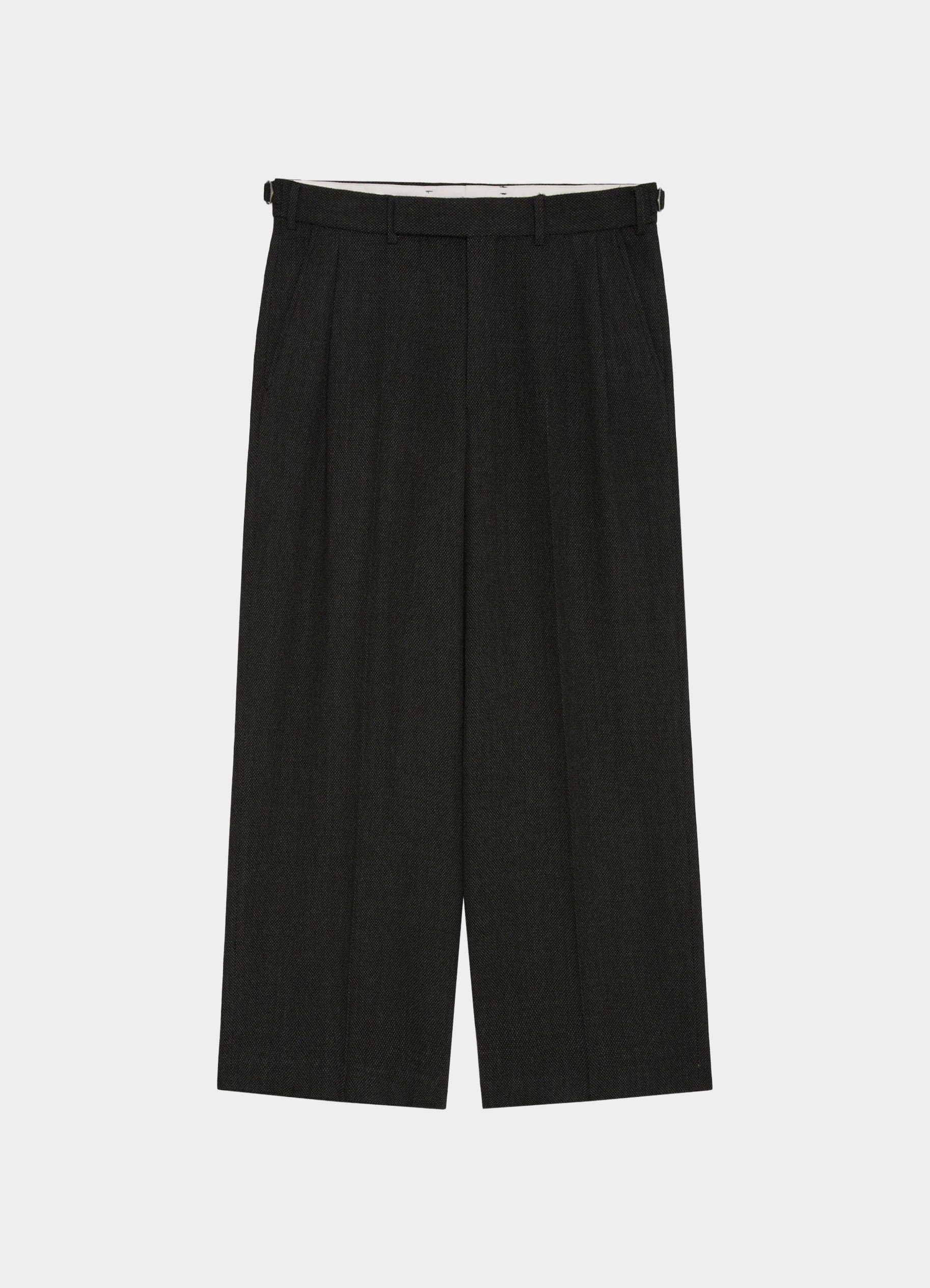Single Pleat Wide Trousers -Tumbled Wool Serge-[M26C10PT02C]