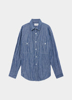 Two Pocket Work Shirt -Cotton Stainless Steel Chambray-[A26C09SH01C]