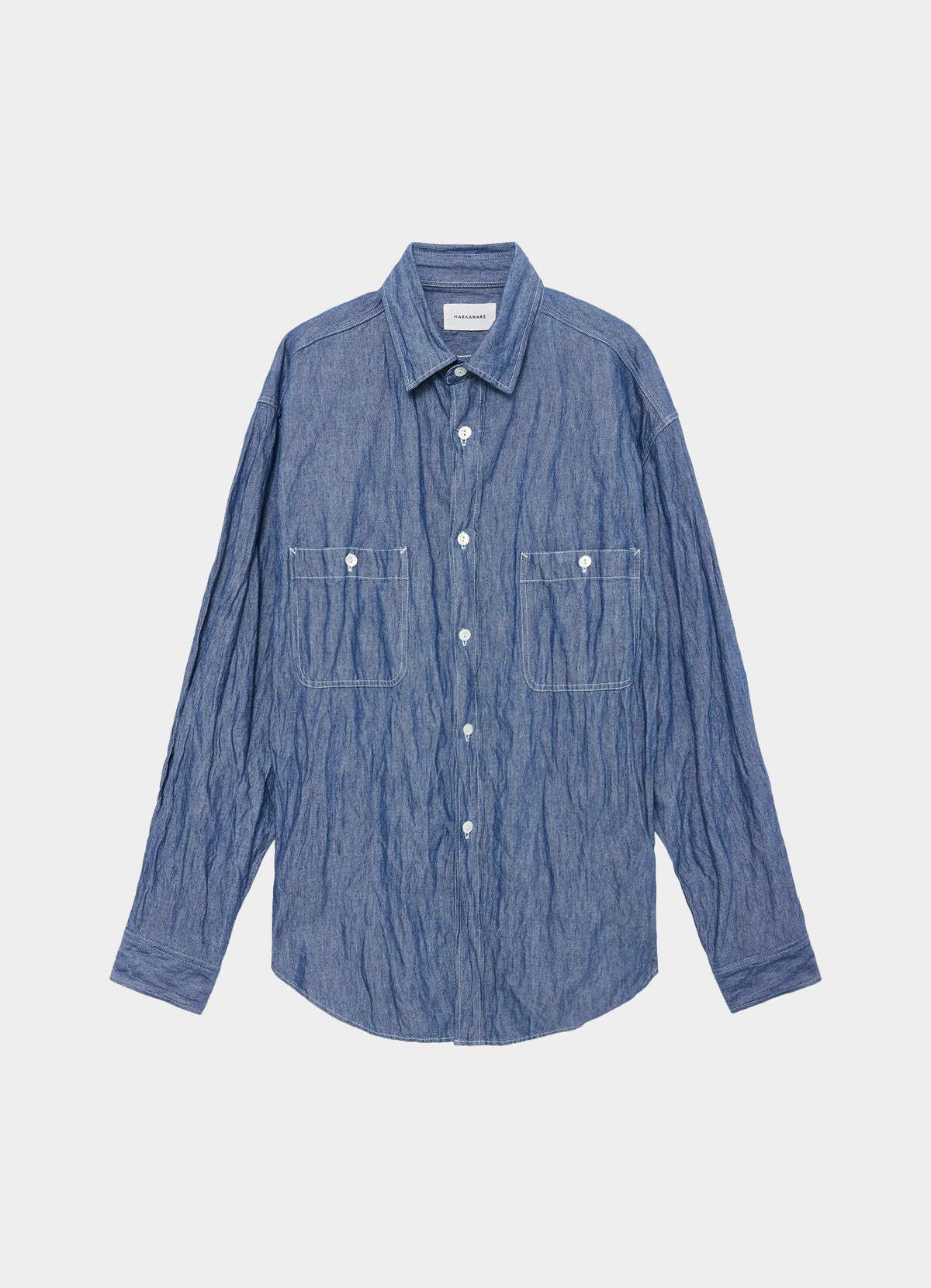 Two Pocket Work Shirt -Cotton Stainless Steel Chambray-[A26C09SH01C]