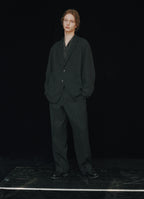 Single Pleat Wide Trousers -Tumbled Wool Serge-[M26C10PT02C]