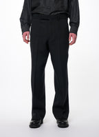 Single Pleat Wide Trousers -Tumbled Wool Serge-[M26C10PT02C]