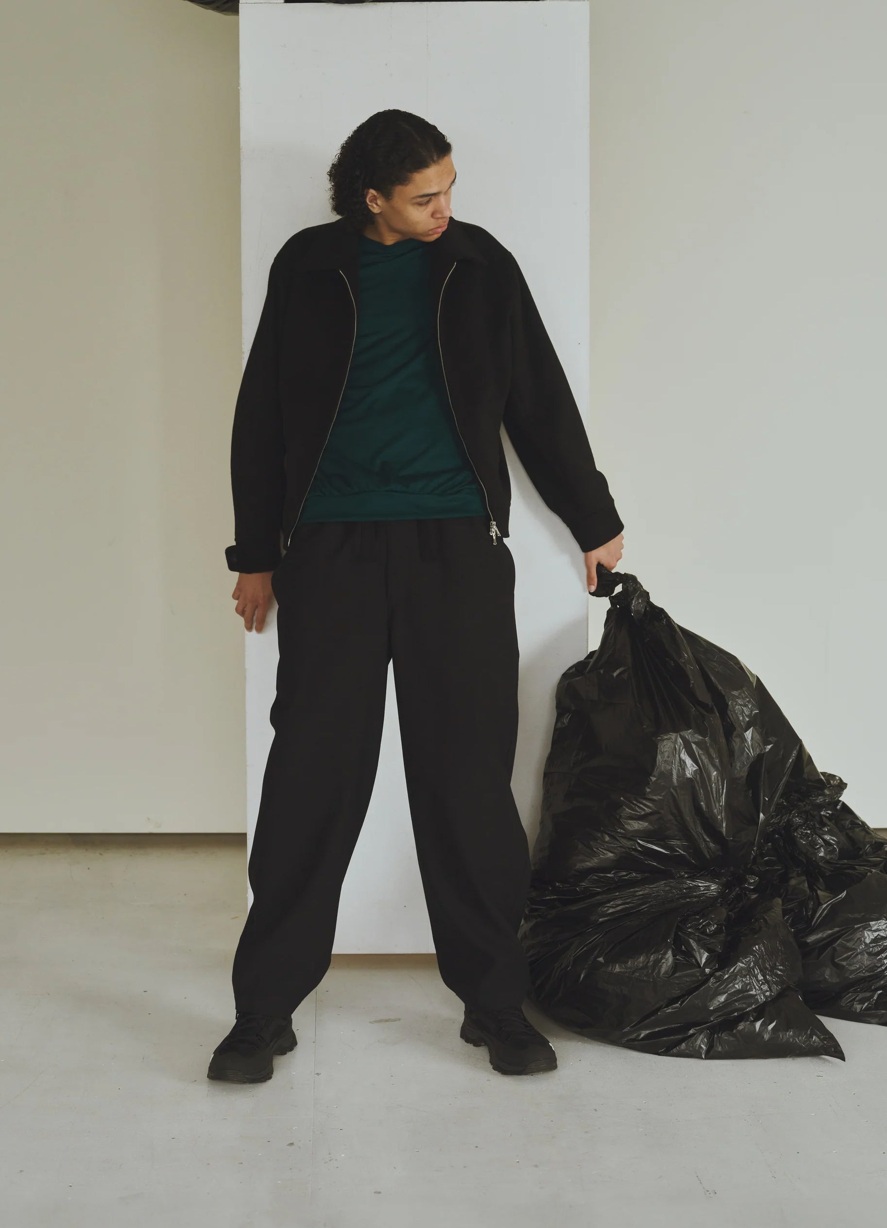 Cocoon Wide Easy Pants -Tumbled Wool Serge-[M25C12PT03C]