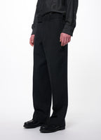 Single Pleat Wide Trousers -Tumbled Wool Serge-[M26C10PT02C]