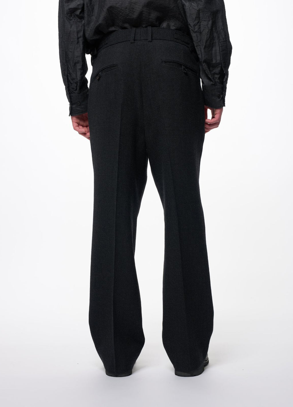 Single Pleat Wide Trousers -Tumbled Wool Serge-[M26C10PT02C]
