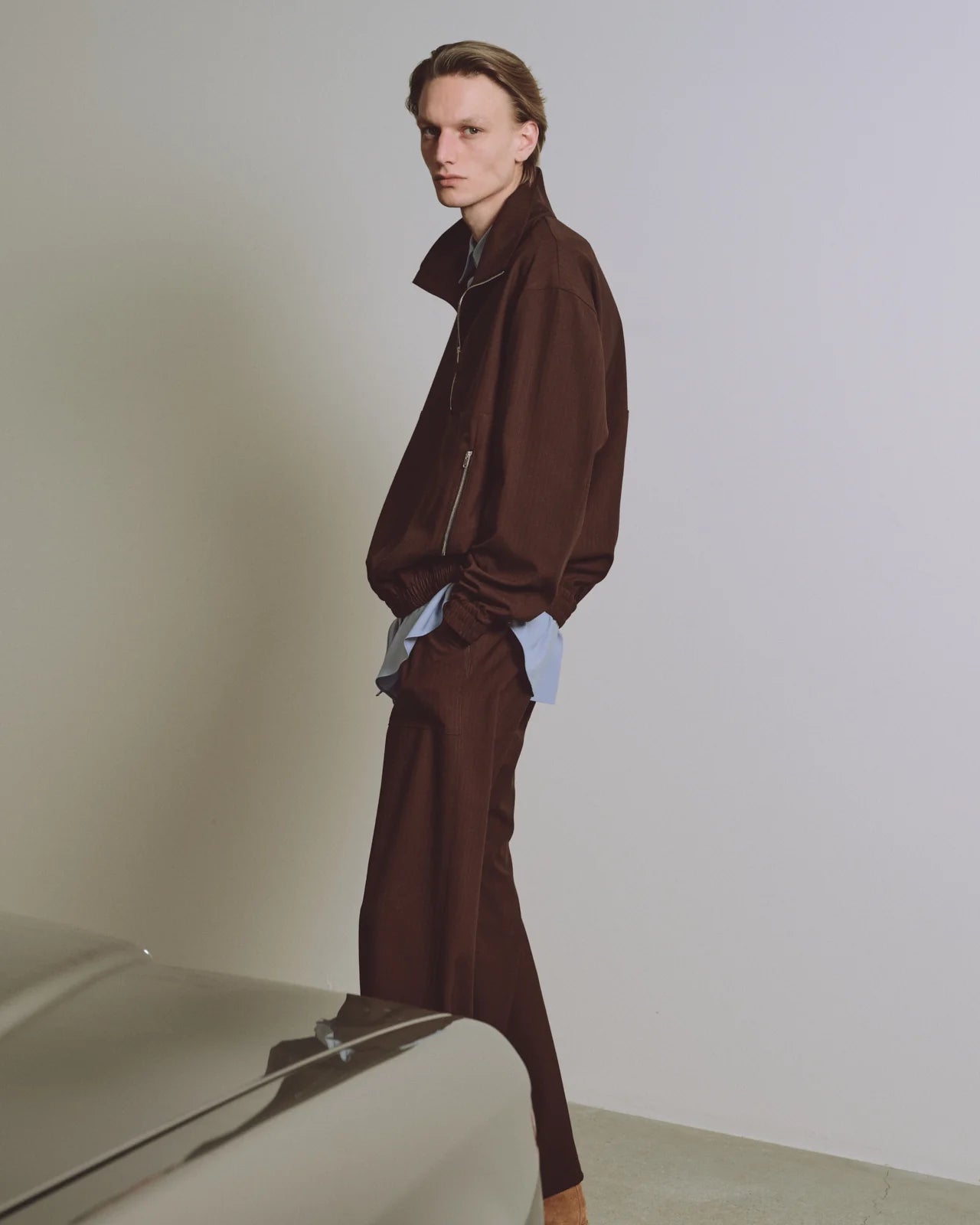 Half Zip Track Jacket -2/60 Wool Ripstop-