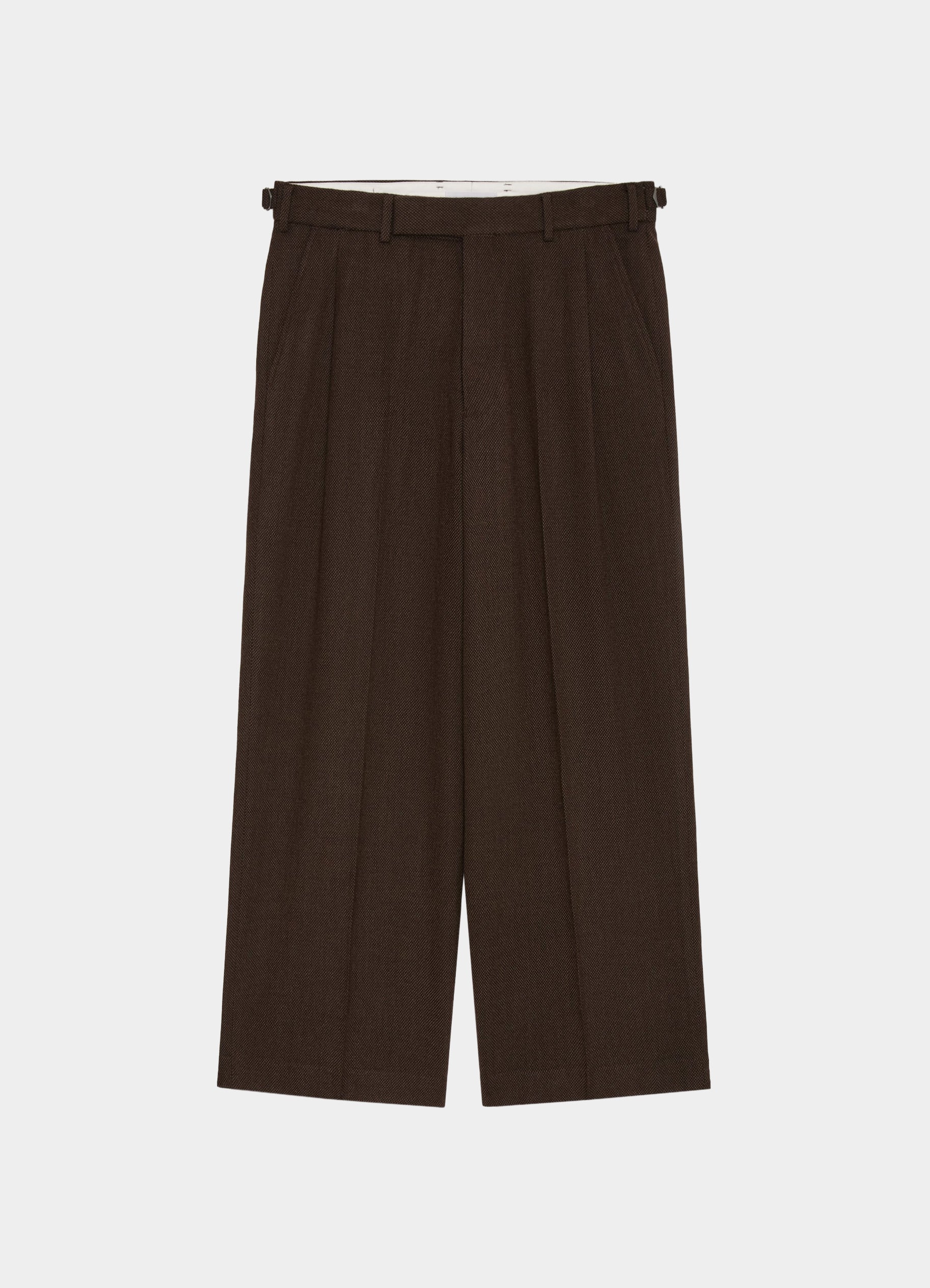 Single Pleat Wide Trousers -Tumbled Wool Serge-[M26C10PT02C]