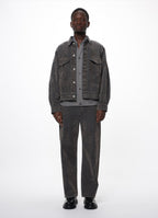 CANADIAN MILITARY WORK JACKET -VELVET-FLOCKED ORGANIC COTTON DENIM-[M26C09BL01C]