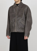 LEATHER SPORTS JACKET -CRACKED GOAT LEATHER-[M25D13BL01C]