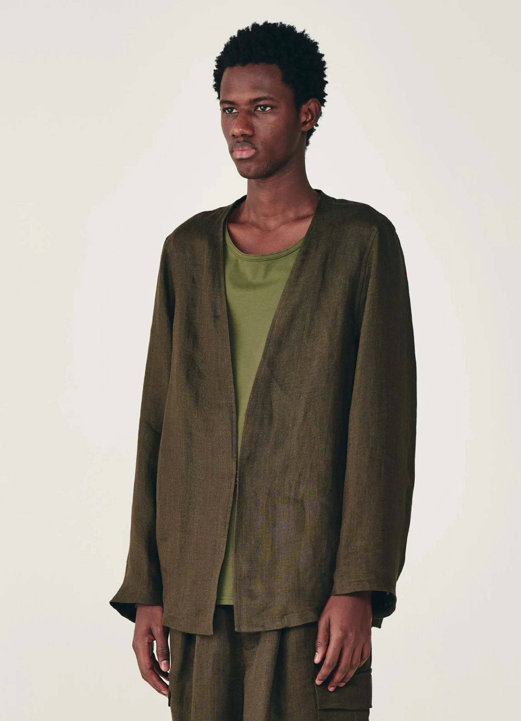 Minimalist Jacket -Linen Gauze Double Cloth-[M26B01JK01C]