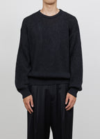 CREW NECK RIB JUMPER -ORGANIC COTTON x WASHI x SILK YARN-[A26A08SW01C]