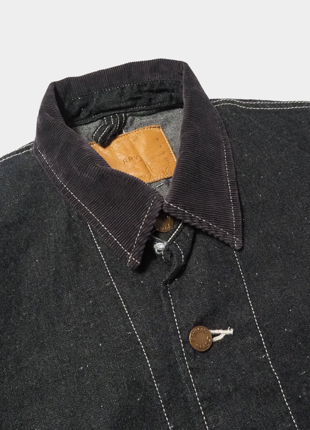 9.5oz ネップDENIMカバーオール(衿コーデュロイ)[RN31393074]
