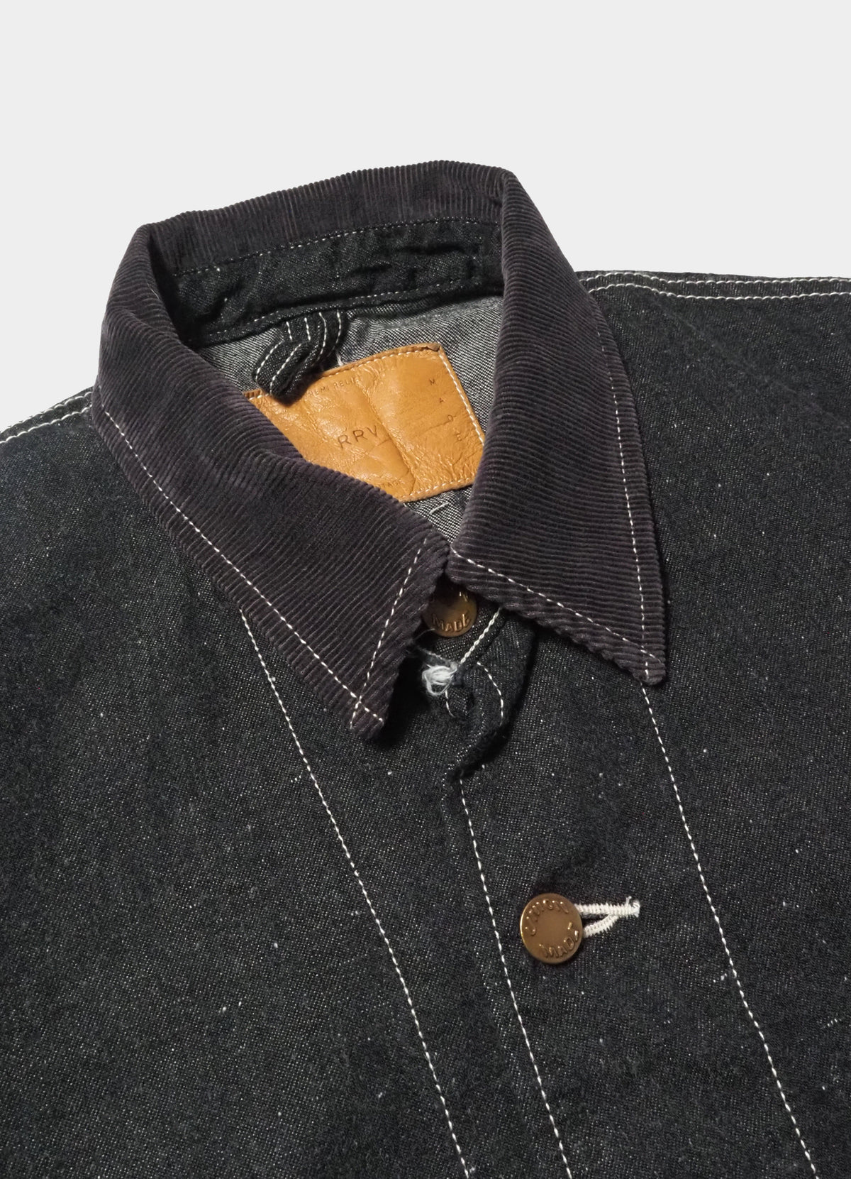 9.5oz ネップDENIMカバーオール(衿コーデュロイ)[RN31393074]