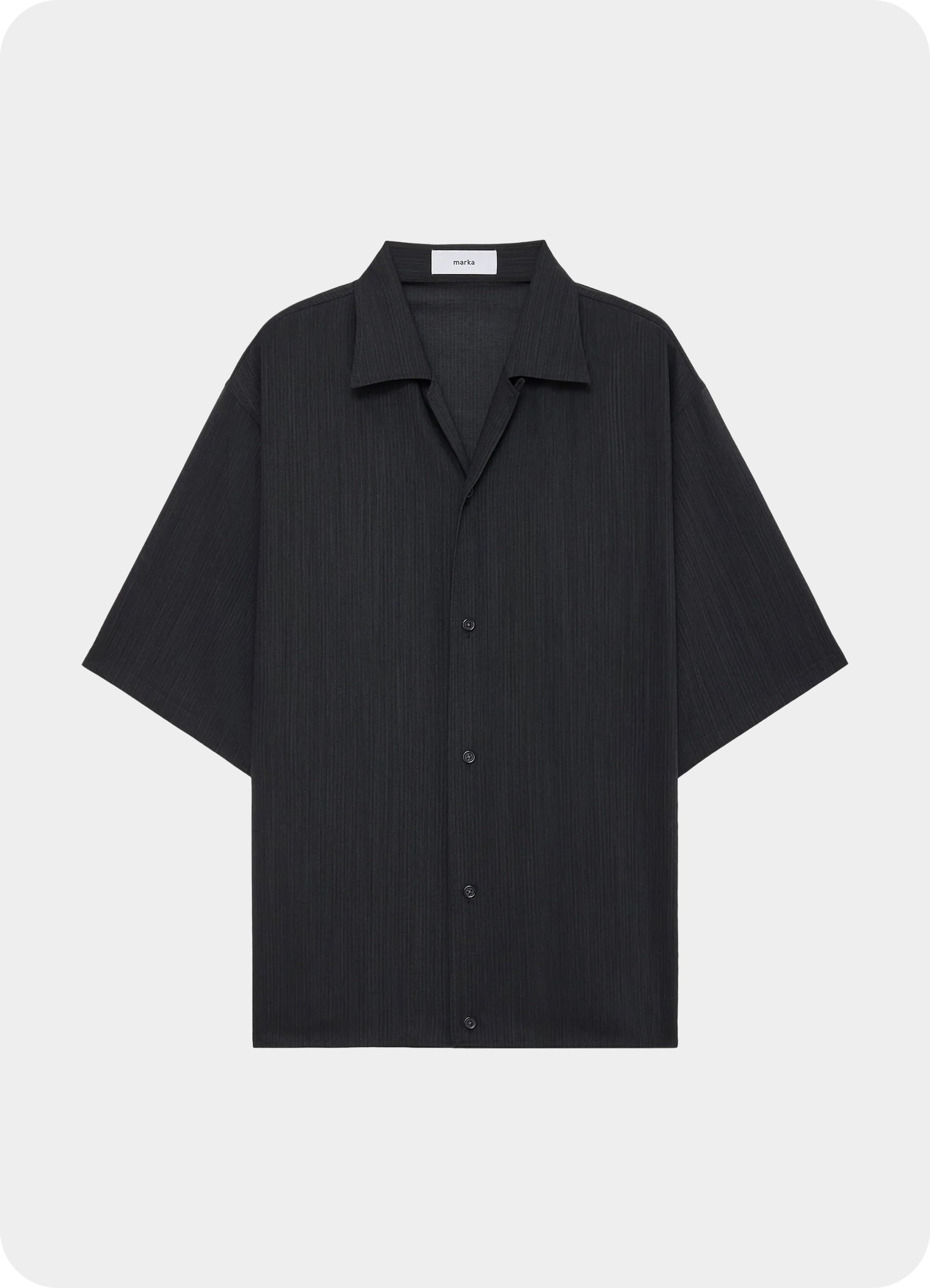 Open Collar S/S Shirt With Hem Tab -Wool High Twist Tropical-[M26B08SH02B]