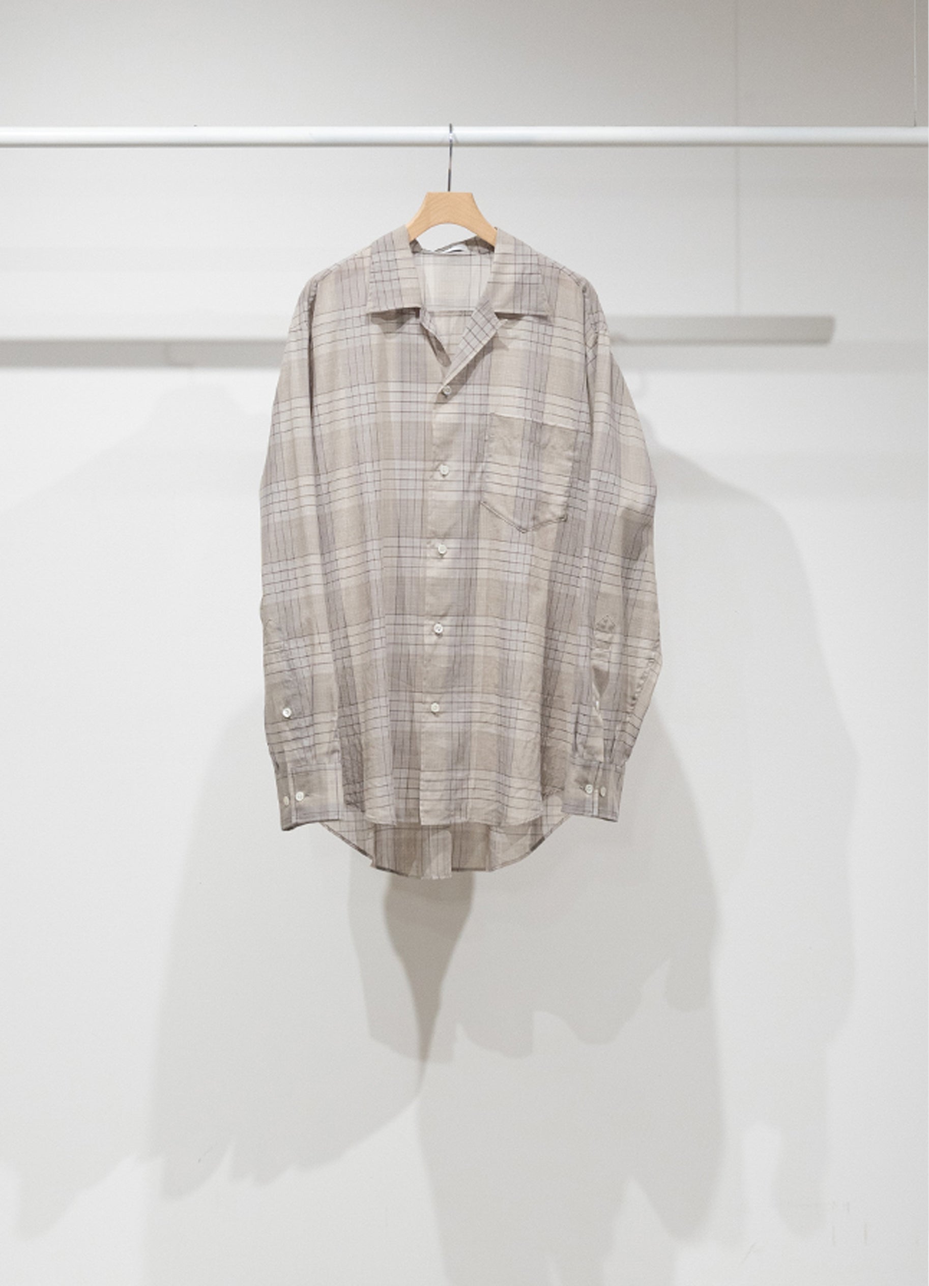 OPEN COLLAR L/S SHIRT -60/1 ORGANIC COTTON HIGH TWISTED LOAN-[M26A18SH01C]