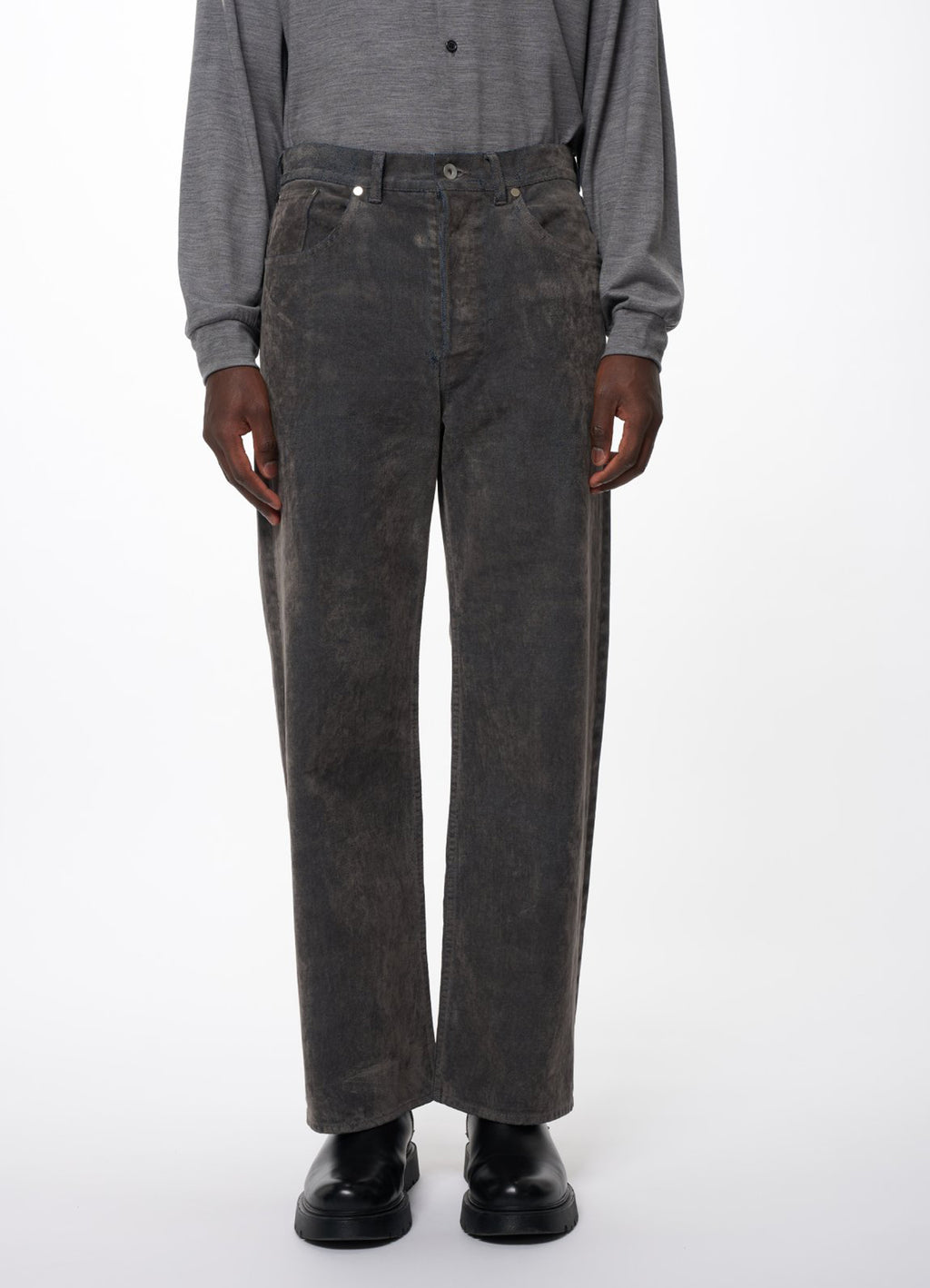 CYLINDER FIT JEANS -VELVET-FLOCKED ORGANIC COTTON DENIM-[M26C09PT02C]