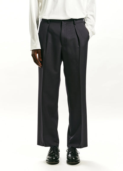 ONE TUCK TAPERED TROUSERS -2/72 ORGANIC WOOL SERGE-[A24C01PT01C]