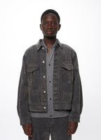 CANADIAN MILITARY WORK JACKET -VELVET-FLOCKED ORGANIC COTTON DENIM-[M26C09BL01C]