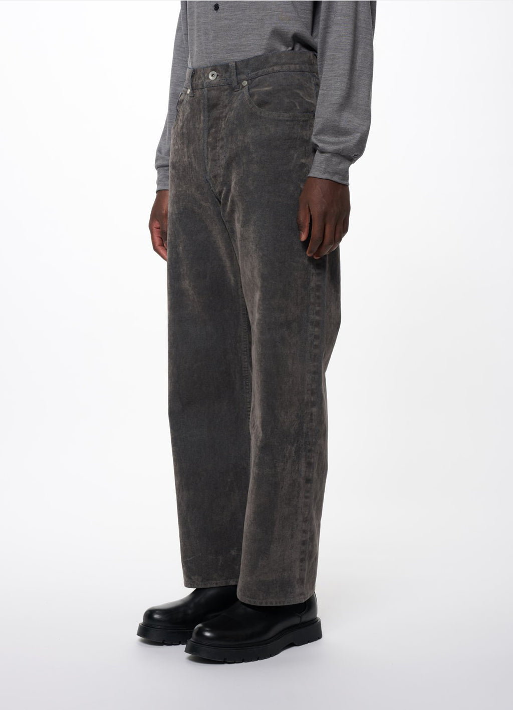 CYLINDER FIT JEANS -VELVET-FLOCKED ORGANIC COTTON DENIM-[M26C09PT02C]