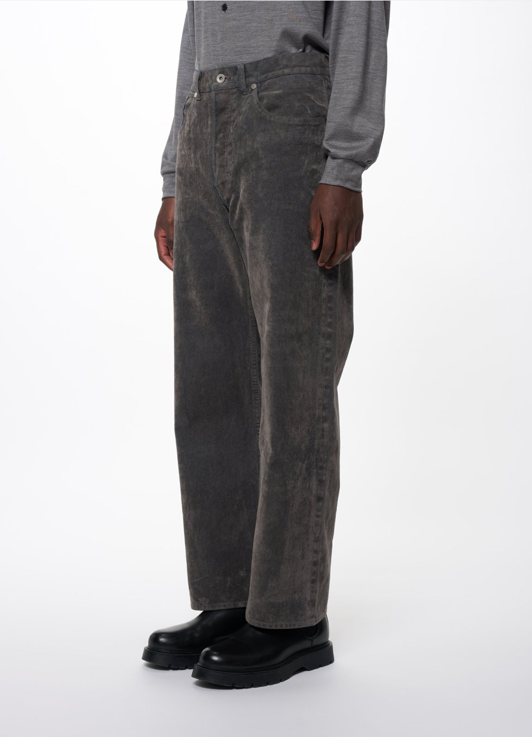 CYLINDER FIT JEANS -VELVET-FLOCKED ORGANIC COTTON DENIM-[M26C09PT02C]