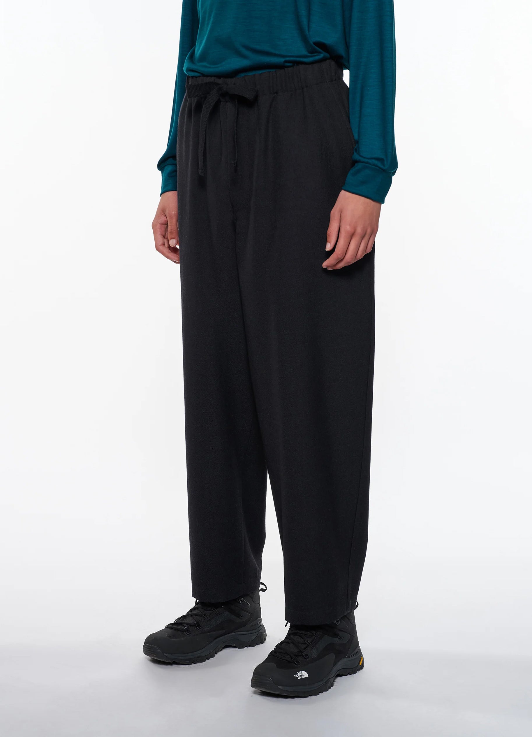 Cocoon Wide Easy Pants -Tumbled Wool Serge-[M25C12PT03C]