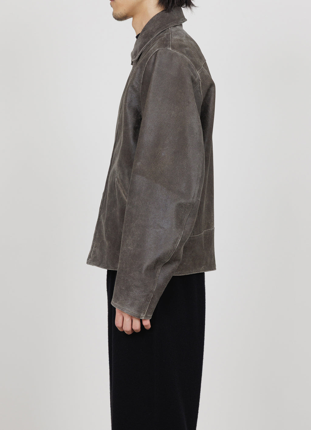 LEATHER SPORTS JACKET -CRACKED GOAT LEATHER-[M25D13BL01C]
