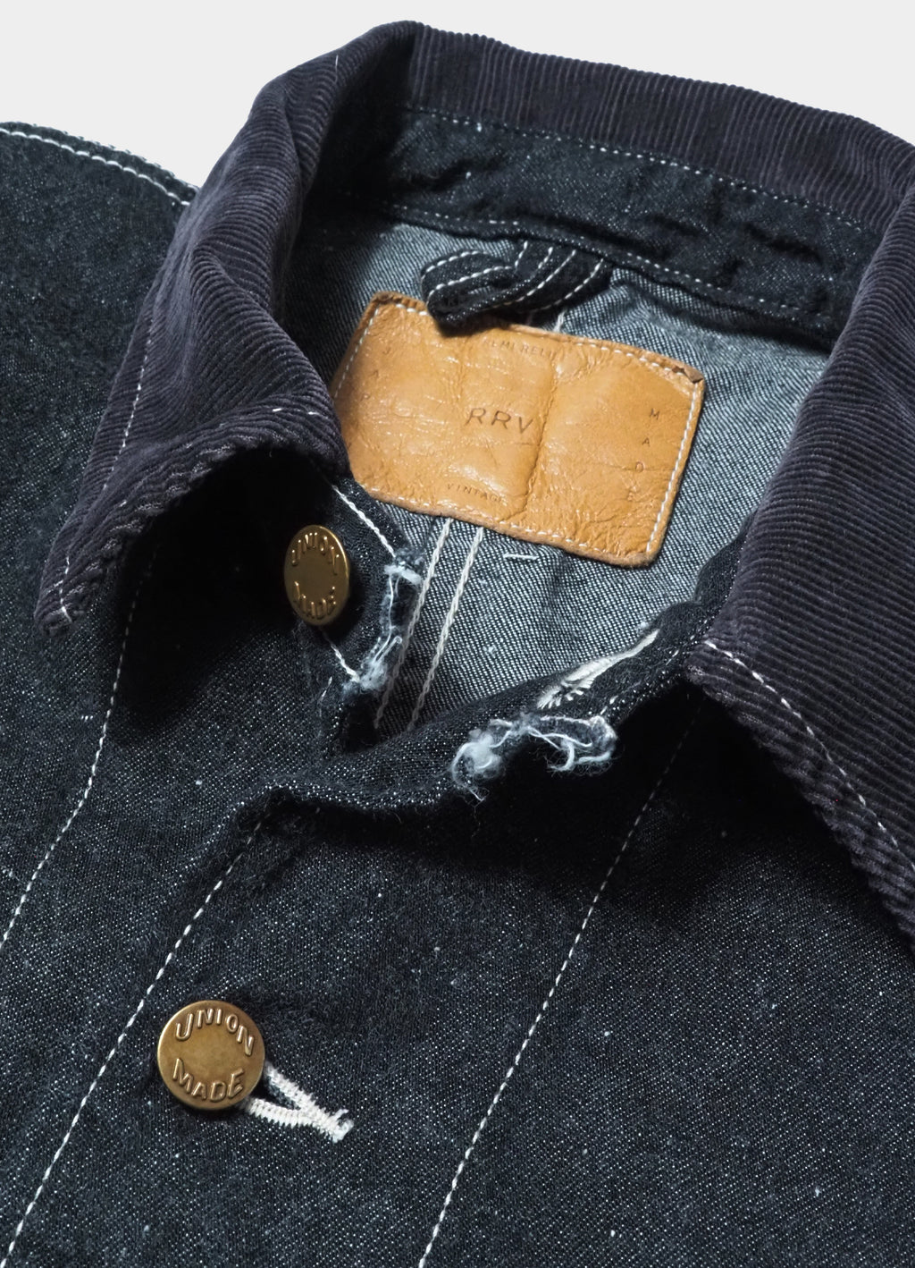 9.5oz ネップDENIMカバーオール(衿コーデュロイ)[RN31393074]