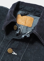 9.5oz ネップDENIMカバーオール(衿コーデュロイ)[RN31393074]