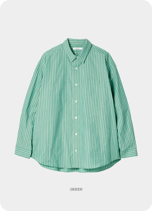 " Last 1 "Stripe Oversized Pocket Shirt [60425PS06-TP]
