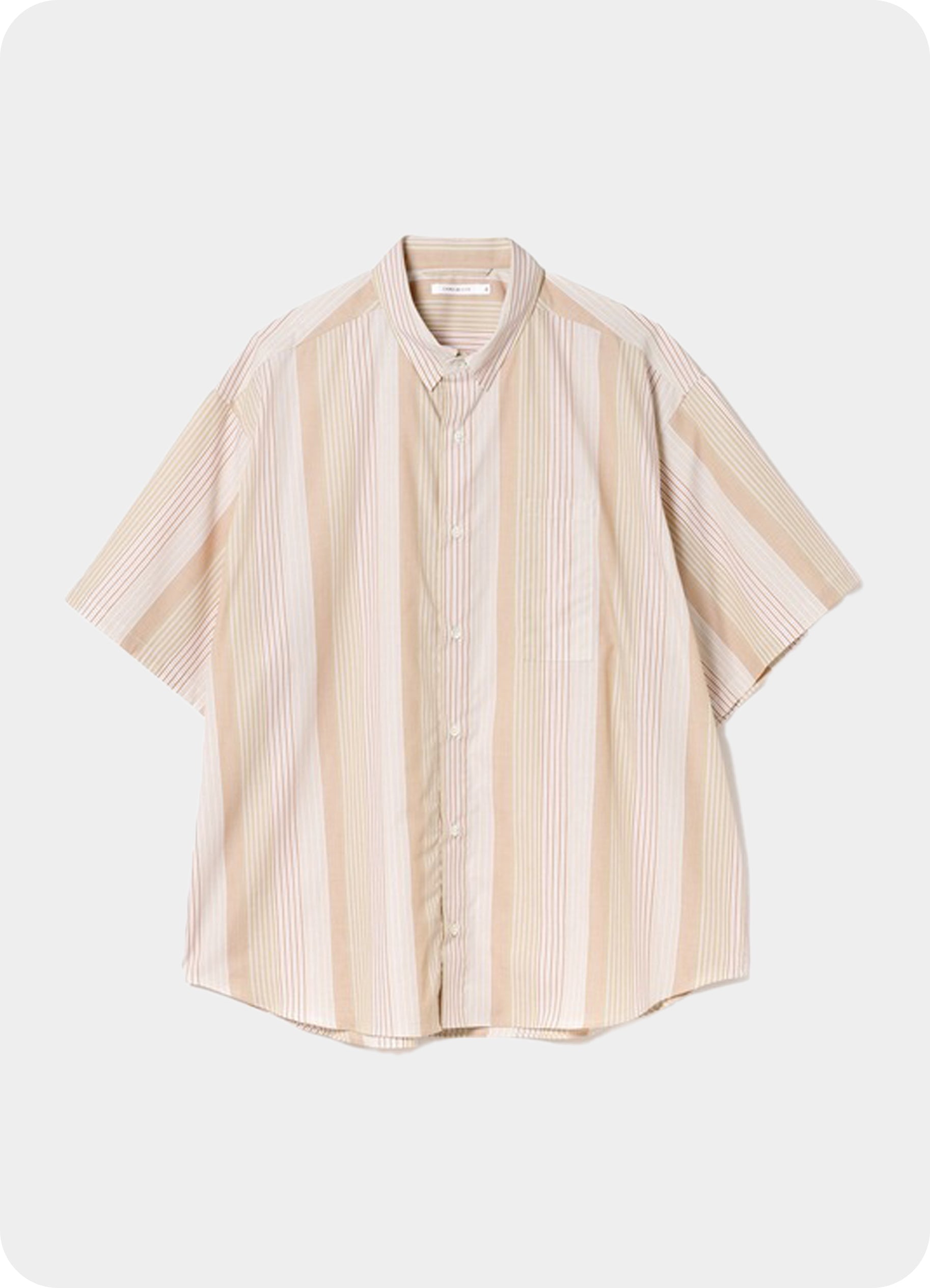 Multi Stripe Oversized Pocket S/S Shirt [60425SU05-TP]
