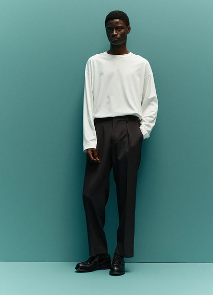 ONE TUCK TAPERED TROUSERS -2/72 ORGANIC WOOL SERGE-[A24C01PT01C]