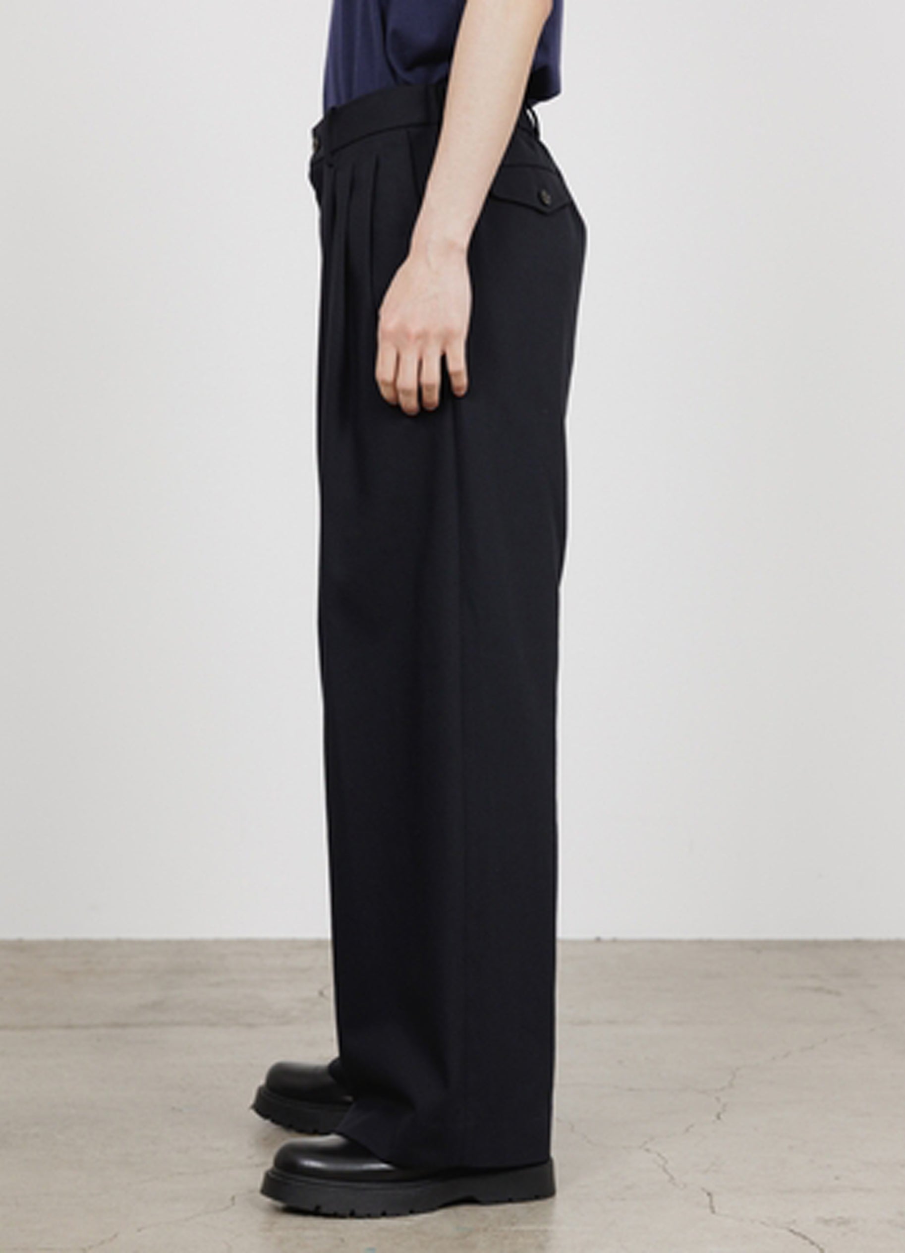 Triple Pleated Wide Trousers -Organic Cotton Survival Cloth-[A26A93PT03C]
