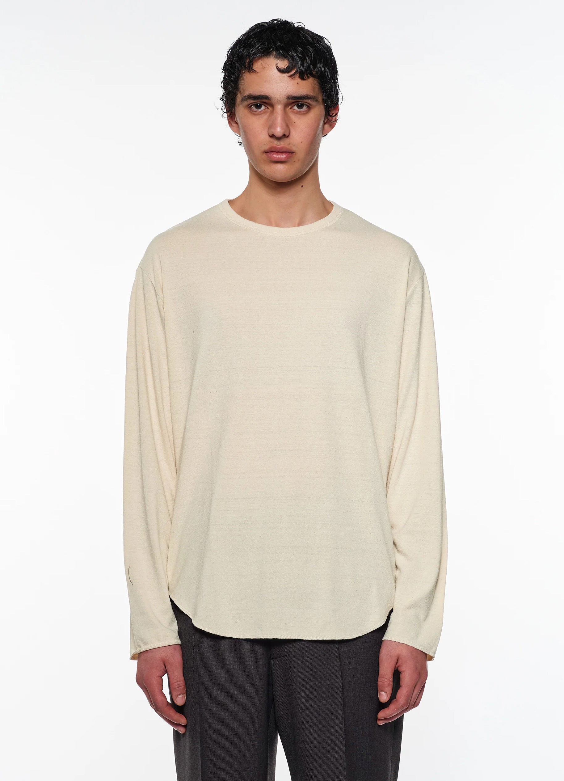 Round Hem Crew Neck -Noil Silk Knit-[M25C06CS02C]