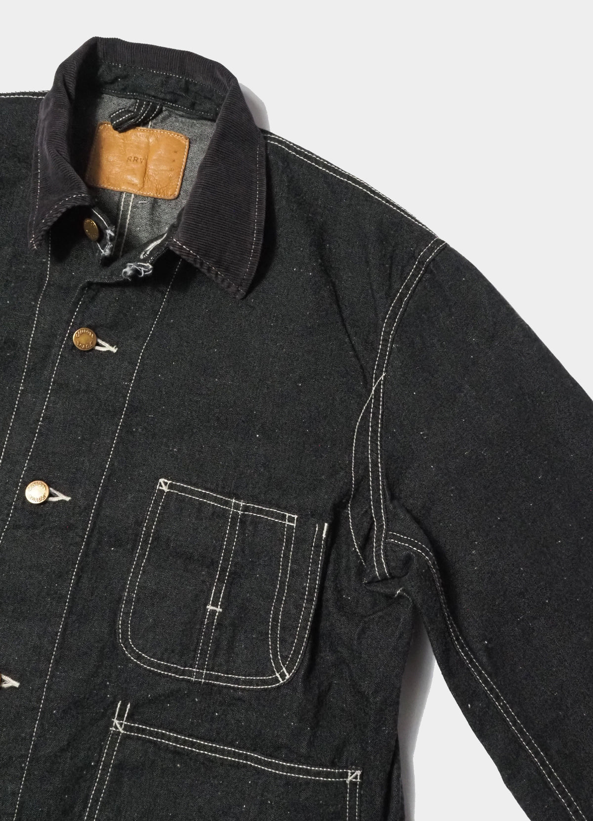 9.5oz ネップDENIMカバーオール(衿コーデュロイ)[RN31393074]