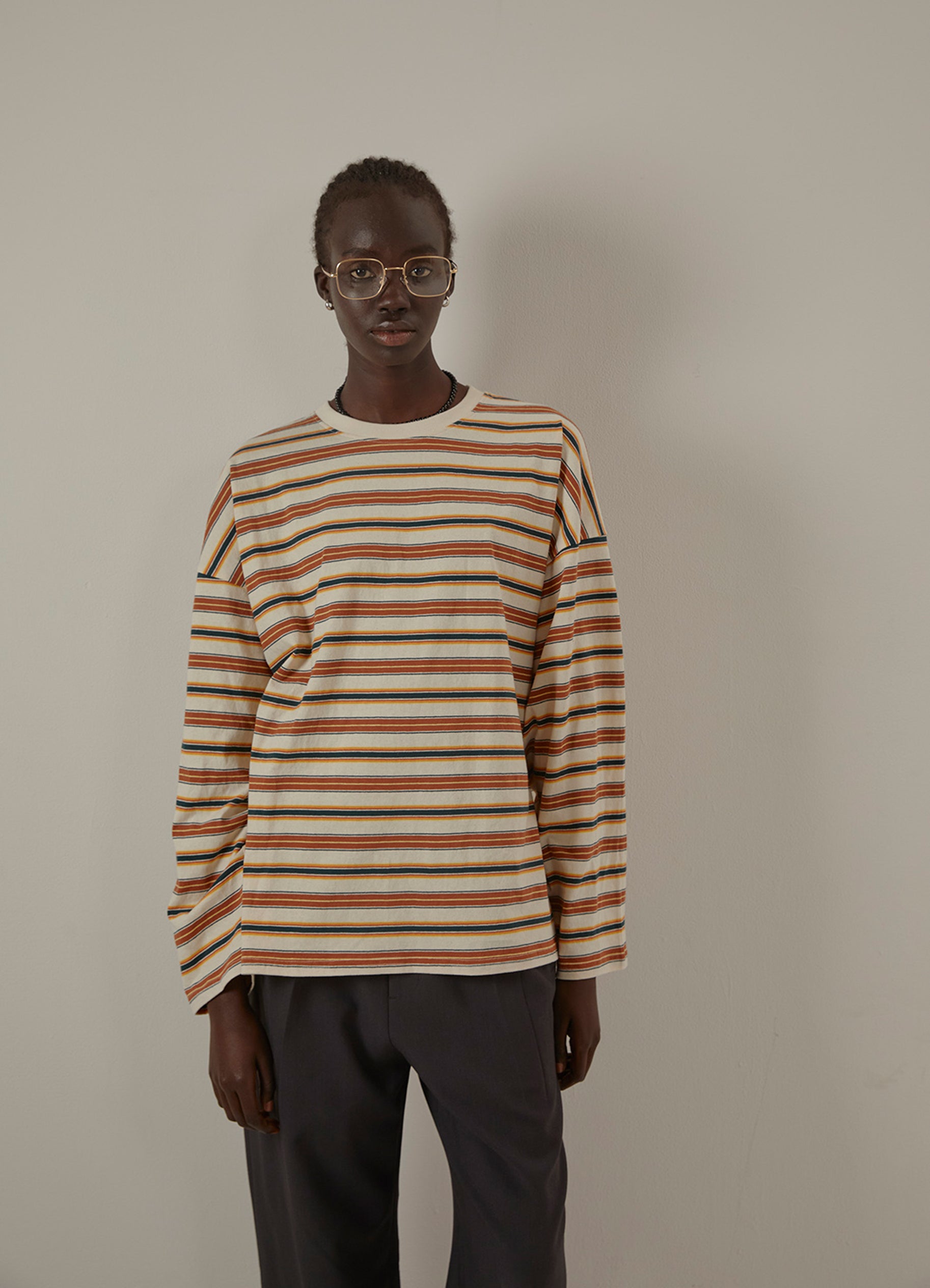 (WOMEN) ボーダーリラックスロンT [A312747]