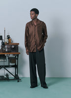 Flat Front Wide Trousers -Organic Wool Survival Cloth®-[A26C07PT03C]
