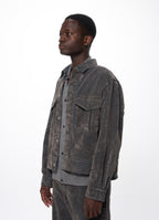 CANADIAN MILITARY WORK JACKET -VELVET-FLOCKED ORGANIC COTTON DENIM-[M26C09BL01C]