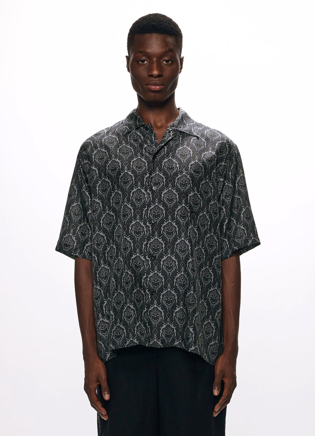 SILK OPEN COLLAR SHIRT -HABUTAE SILK-[M25A22SH02B]<SALE>